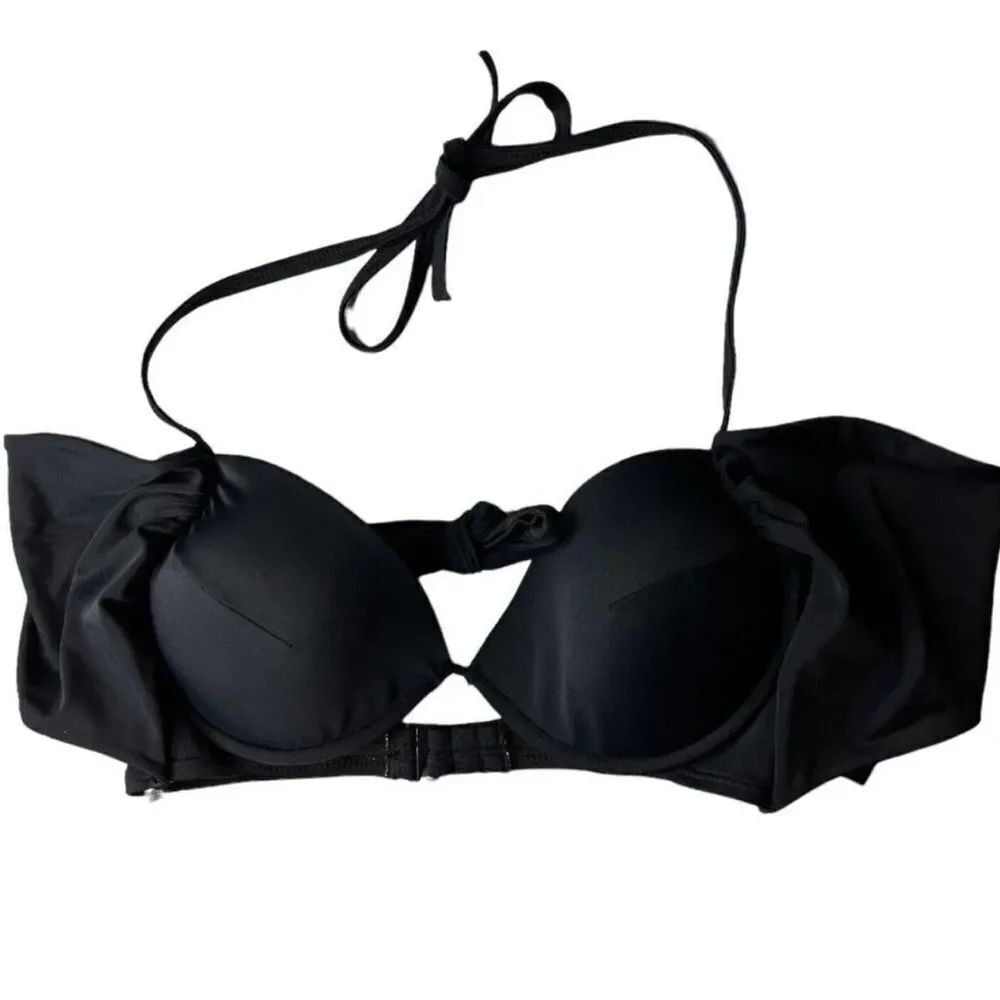 Sundazed Womens 36 C Halter Bikini Swim Suit Top Black Padded